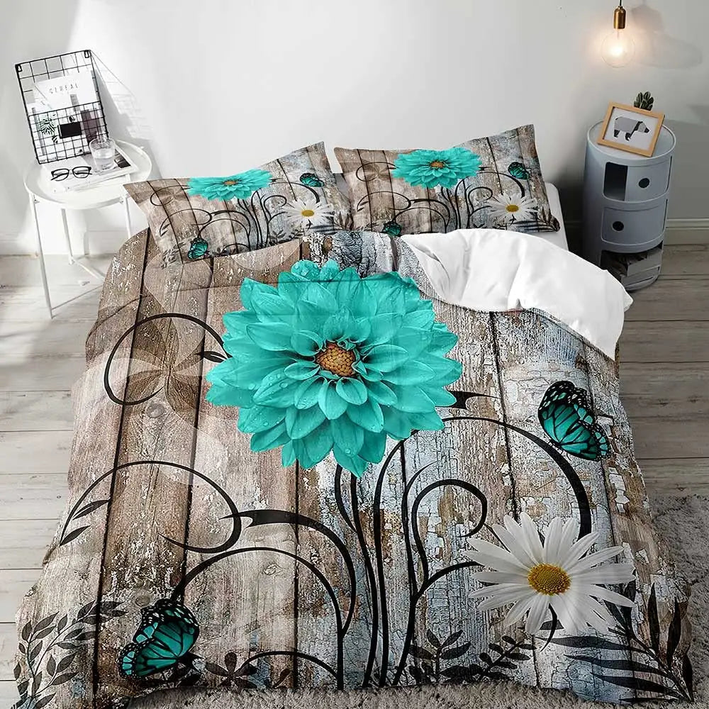 Gothic Floral Duvet Cover Set with Pillowcases