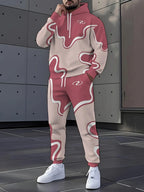 Men's Casual 3D Pattern Print Hoodie Tracksuit Set
