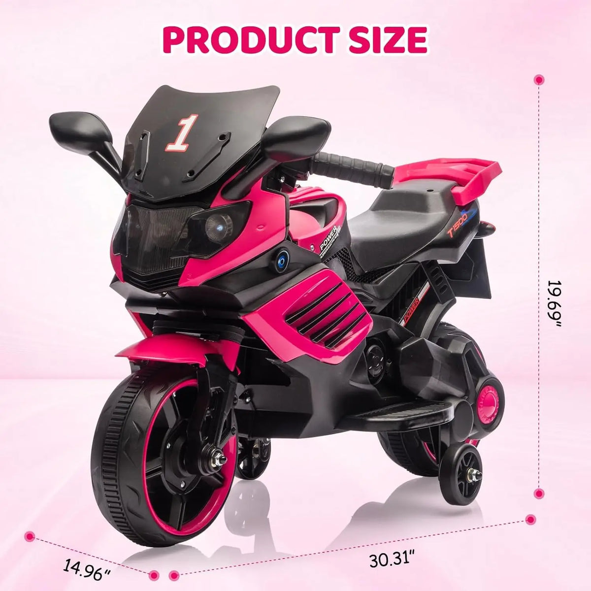 Kids 6V Electric Motorcycle Ride-On Toy with Training Wheels