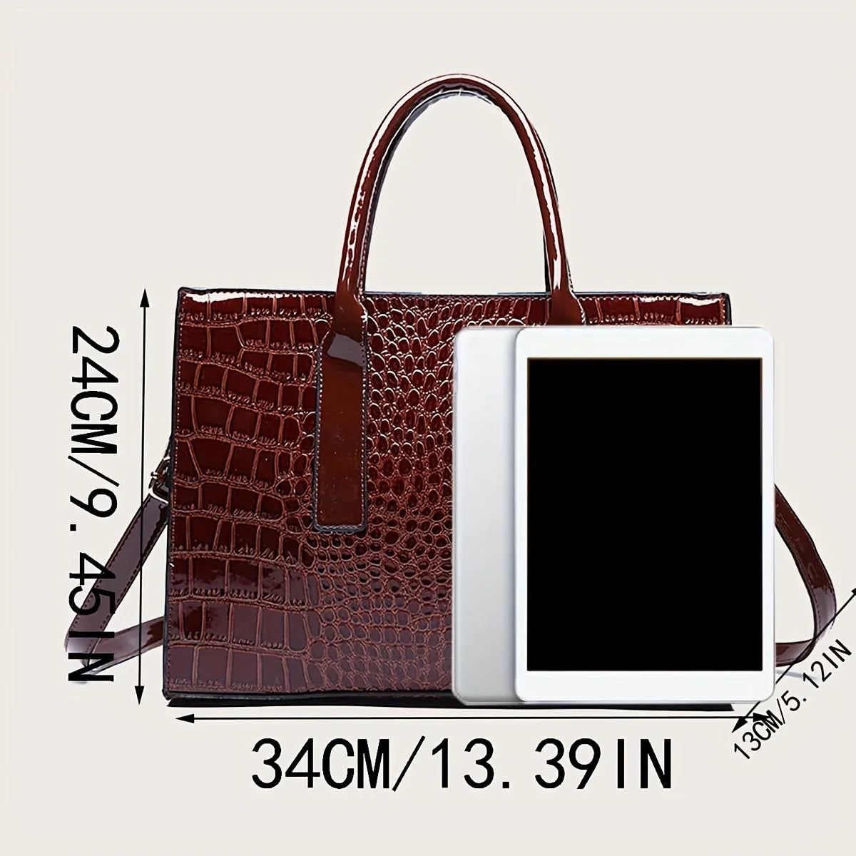 Women's Solid Color PU Leather Shoulder Tote Bag