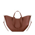 Women's Solid Color Genuine Leather Handbag Shoulder Tote Bag
