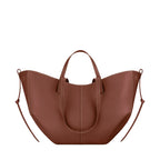 Women's Solid Color Genuine Leather Handbag Shoulder Tote Bag