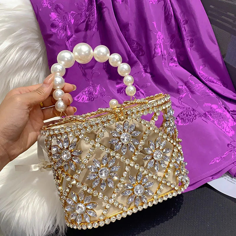 Women's Luxury Hollow Out Rhinestone Evening Clutch Bag