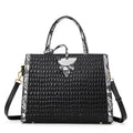 Women's Stone Pattern Cowhide Leather Large Capacity Shoulder Handbag