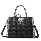 Women's Stone Pattern Cowhide Leather Large Capacity Shoulder Handbag