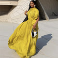 Women's V-Neck Short Sleeve Ruched Maxi Dress