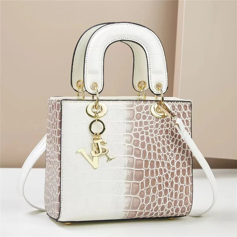 Women's Crocodile Pattern Box Shoulder Crossbody Bag