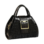 Women's Crocodile Pattern Lace Top Handle Satchel Bag