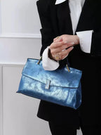 Women's Luxury Leather Snake Stitching Shoulder Handbag