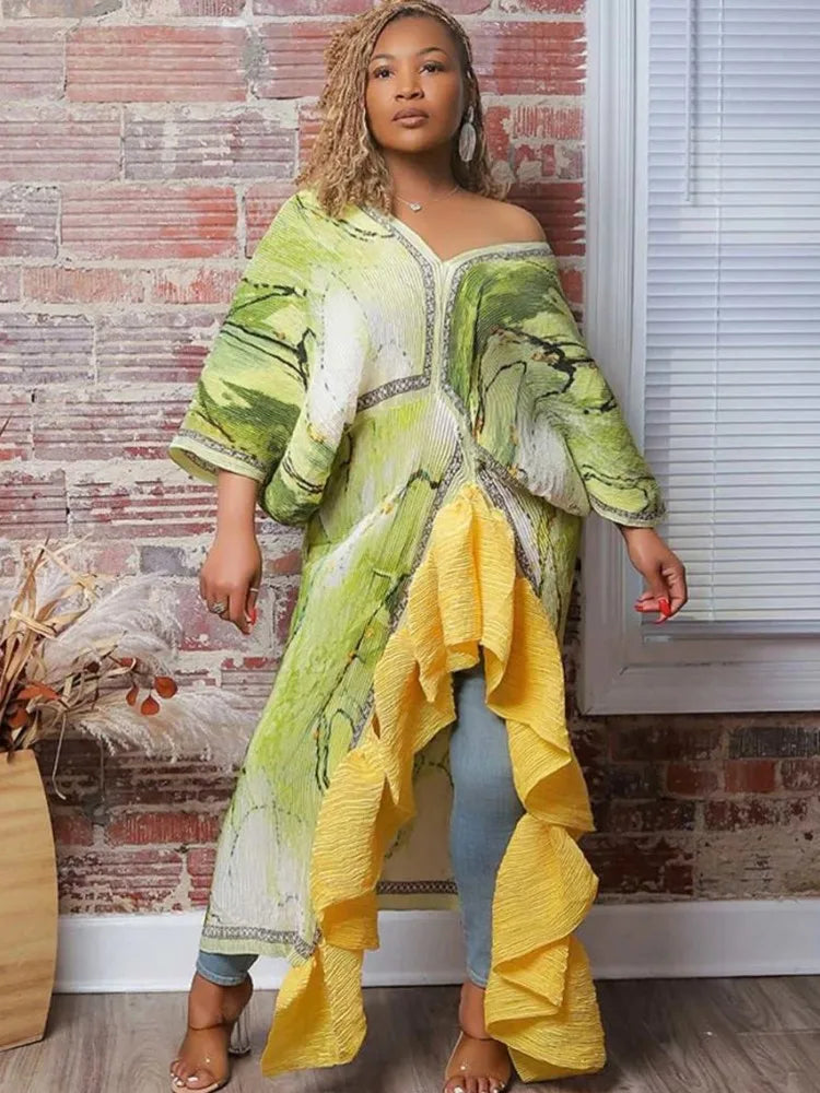 Women's African Asymmetric Dashiki Maxi Dress