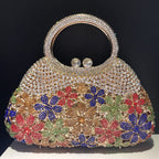 Women's Luxury Daisy Flower Rhinestone Evening Clutch Bag