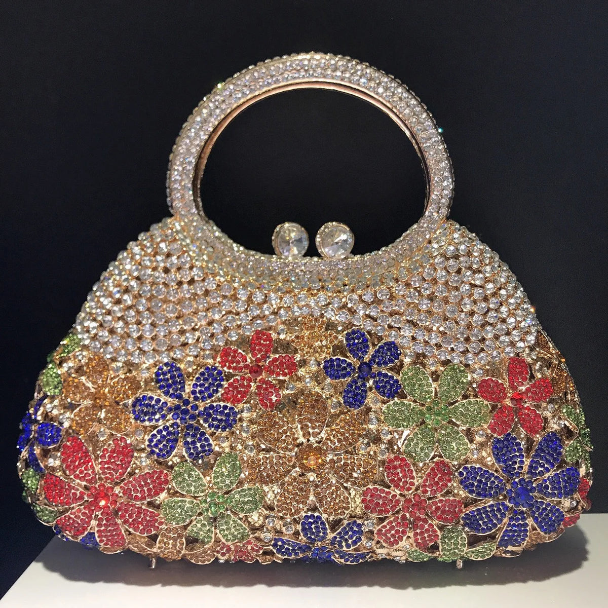 Women's Luxury Daisy Flower Rhinestone Evening Clutch Bag
