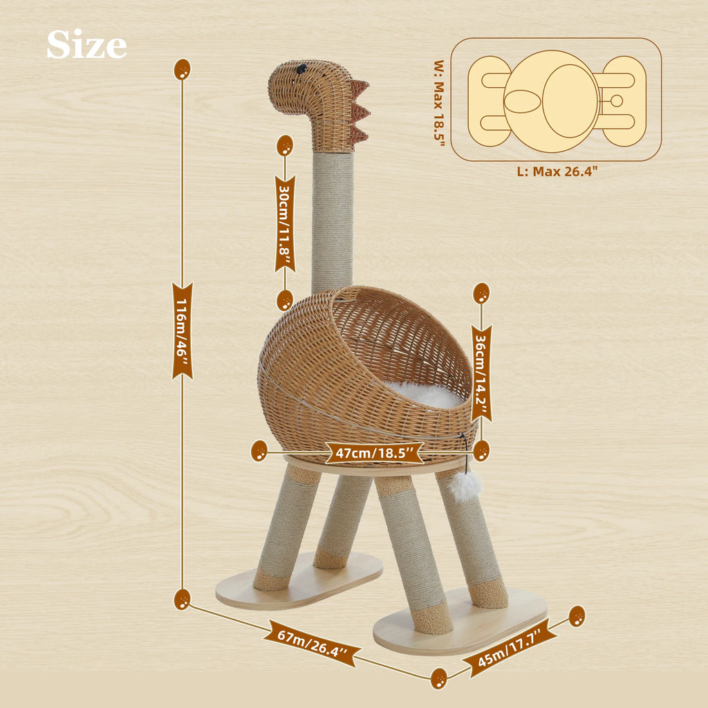 Dinosaur Cat Tree Tower Scratching Post for Cats
