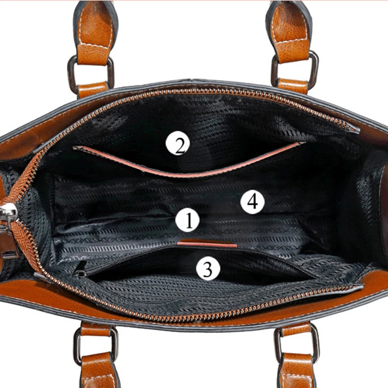 Women's Genuine Cowhide Leather Shoulder Tote Bag