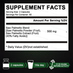 Saw Palmetto Capsules for Prostate Urinary Tract Bladder and Hair Health