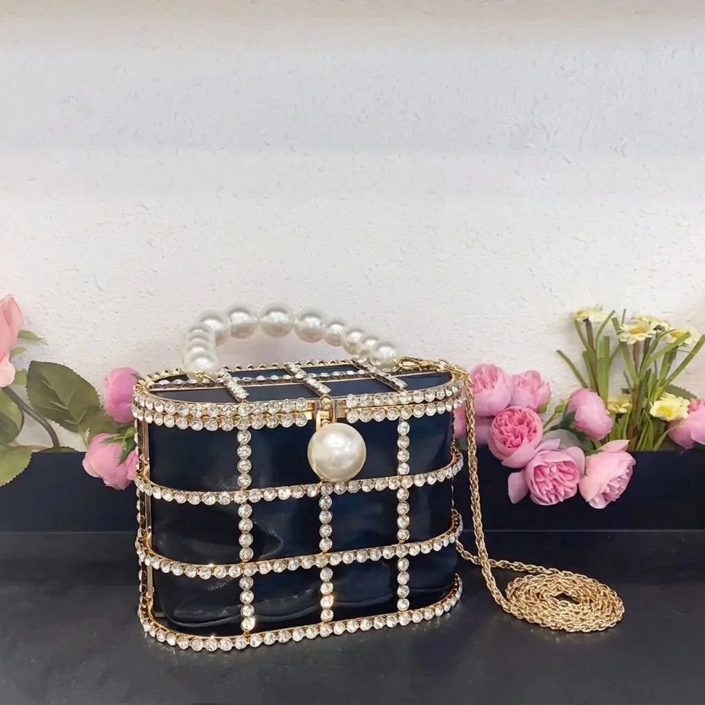 Women's Luxury Hollow Out Rhinestone Evening Clutch Bag