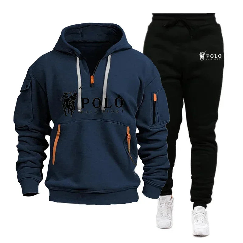 Men's Windproof Hoodie and Pants Two Piece Set