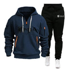 Men's Windproof Hoodie and Pants Two Piece Set