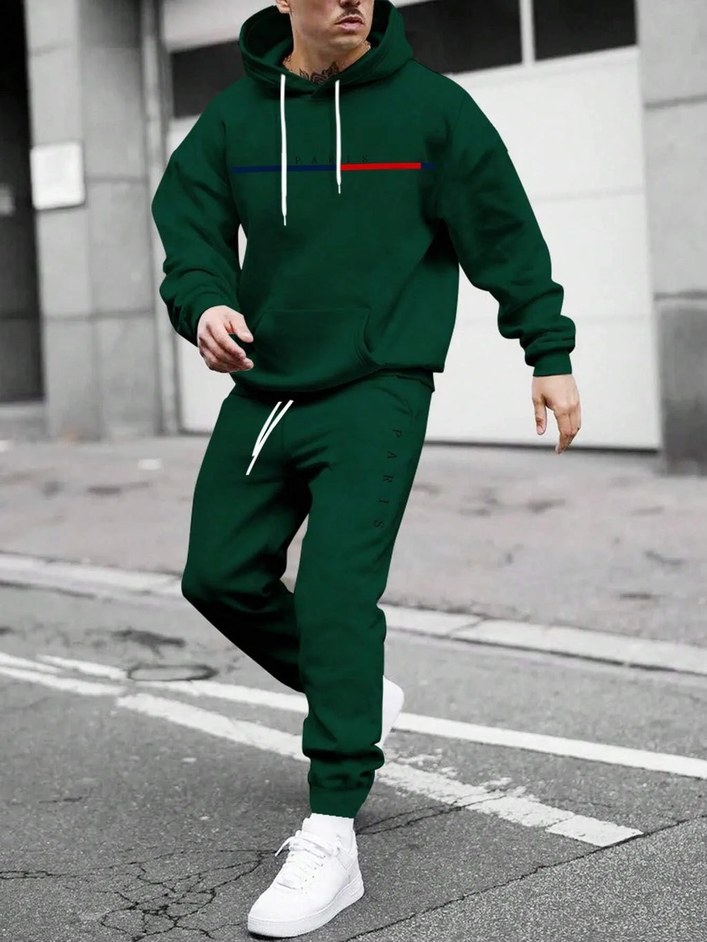 Men's Hooded Pullover and Sweatpants Two-Piece Set