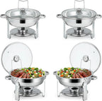 Stainless Steel Buffet Chafing Dish Set with Glass Lid 6 Qt