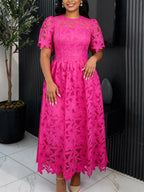 Women's Elegant Hollow Out Lace A-Line Maxi Dress
