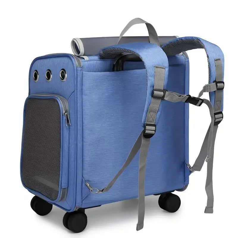 Wheeled Pet Carrier Backpack Stroller for Small Dogs Cats