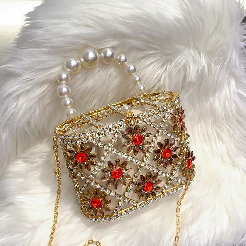 Women's Luxury Hollow Out Rhinestone Evening Clutch Bag