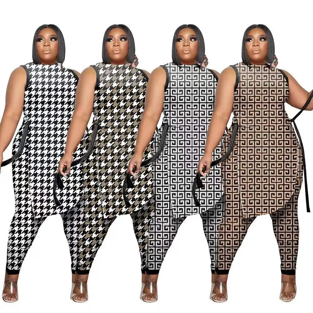 Women's Dashiki Sleeveless Top and Pants 2-Piece Set