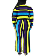Women's Striped Crop Top and Pants Two-Piece Set 91302