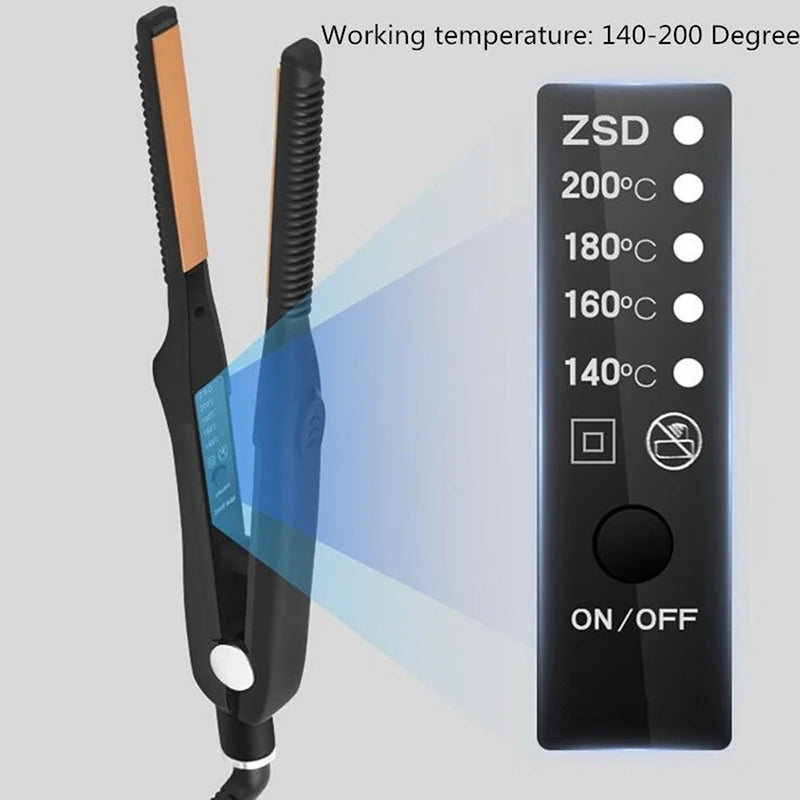 2-in-1 Titanium Mini Flat Iron Curling Iron for Short Hair
