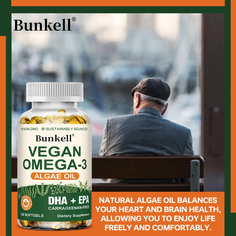 Vegan Omega 3 Algae Oil Brain and Heart Support Capsules