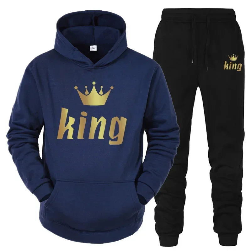King & Queen Couple Hoodie and Jogger Pants Set
