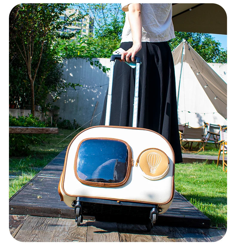 Portable Pet Trolley Backpack Carrier for Cats Dogs
