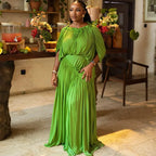 Women's V-Neck Short Sleeve Ruched Maxi Dress