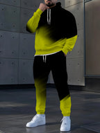 Men's Gradient 3D Pattern Print Hoodie and Pants Two-Piece Set