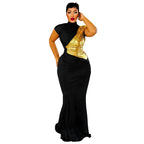 Women's Elegant Dashiki Short Sleeve Maxi Dress