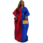 Women's African Ruffle Sleeveless Kaftan Cape Wide Leg Jumpsuit AM050759