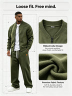 Men's Zip-Up Jacket and Wide Leg Sweatpants Two-Piece Set