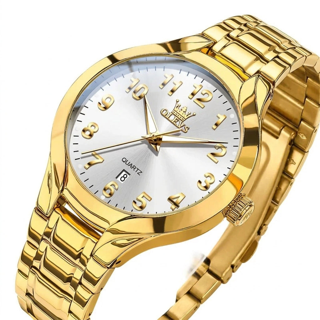 Men's Quartz Stainless Steel Watch with Calendar