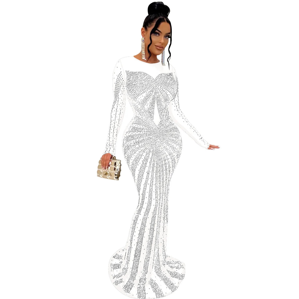 Women's African Fashion Mesh Bodycon Maxi Dress