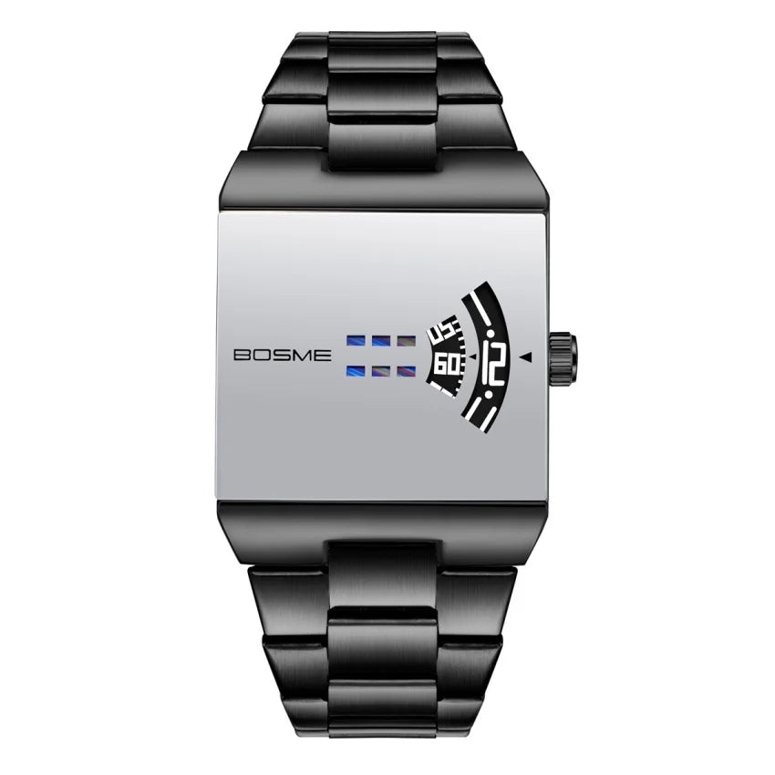 Men's Fashion Square Stainless Steel Quartz Wristwatch