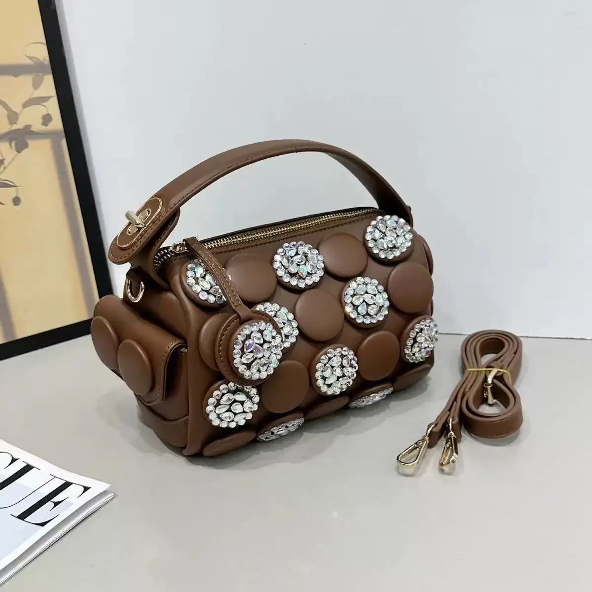 Women's Fashion Diamond Bucket Shoulder Crossbody Bag
