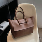 Women's Solid Color PU Leather Handbag Shoulder Tote Bag