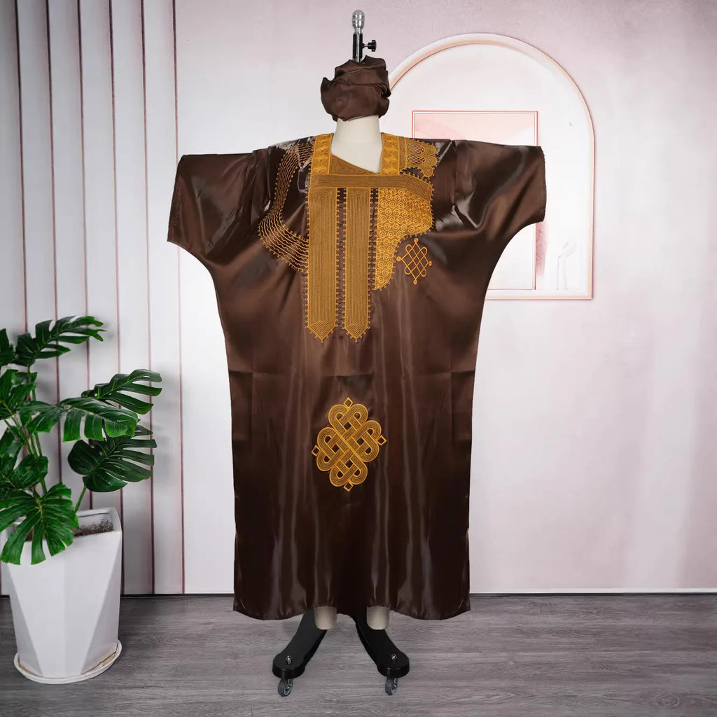 Women's Traditional African Dashiki Ankara Embroidered Maxi Dress