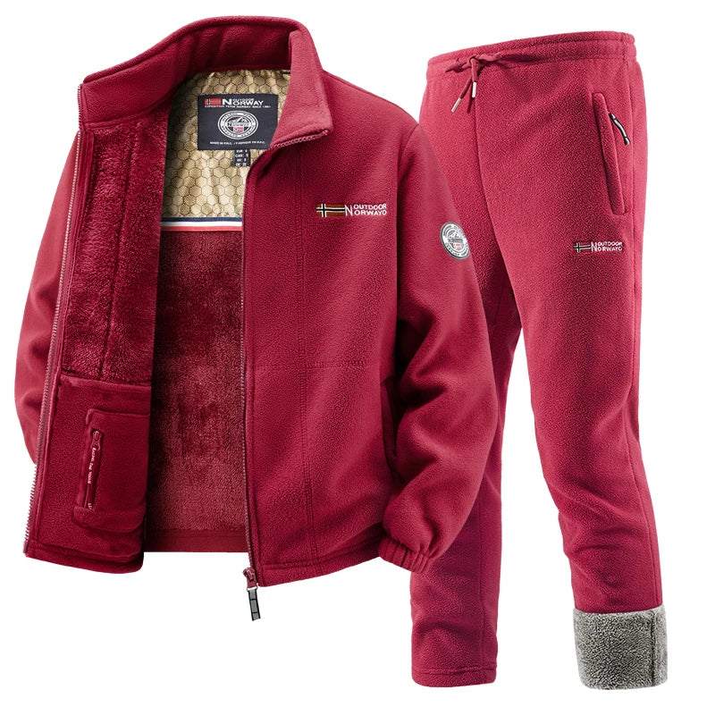 Men's Thick Fleece Lined Sportswear Tracksuit Set