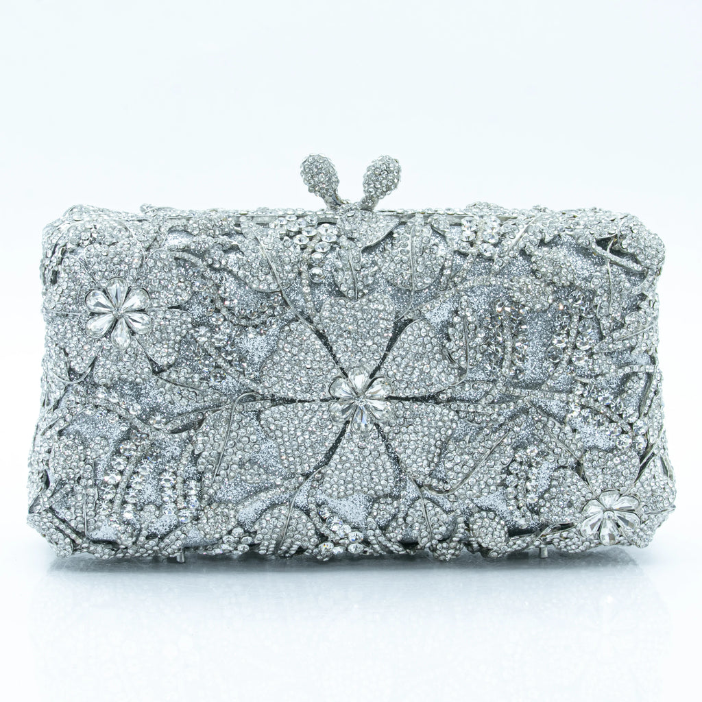 Women's Luxury Floral Rhinestone Evening Clutch Bag