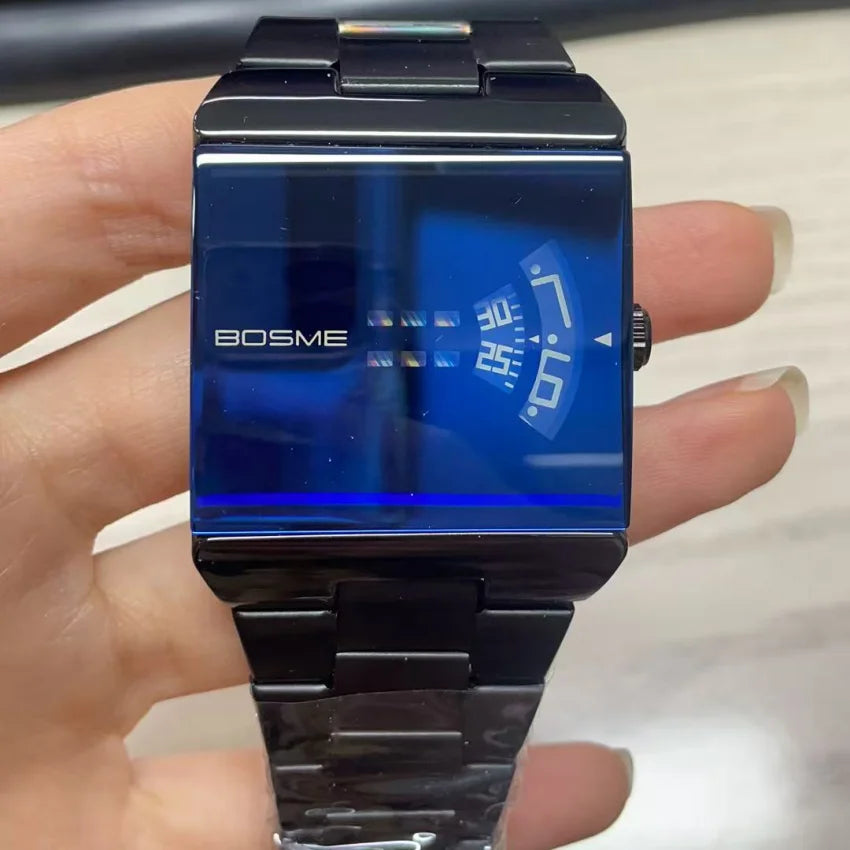 Men's Fashion Square Stainless Steel Quartz Wristwatch