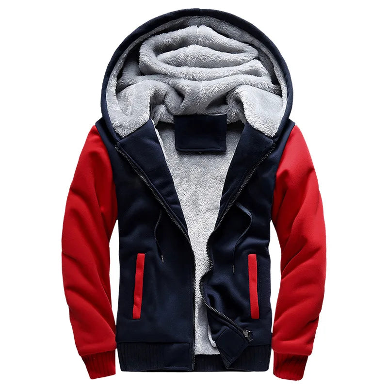 Men's Thick Warm Fleece Hooded Jacket and Pants Set
