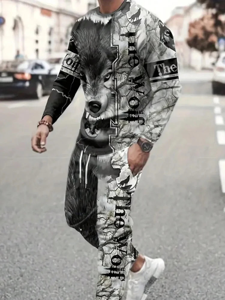 Men's Long Sleeve Round Neck Two Piece Set