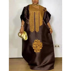 Women's Traditional African Dashiki Ankara Embroidered Maxi Dress